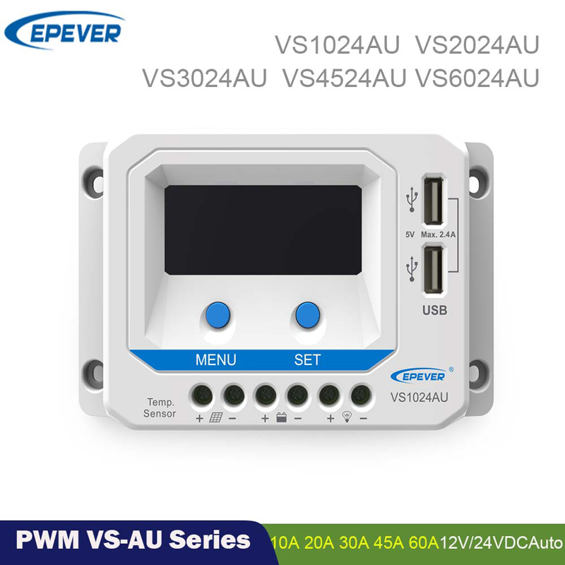 EPEVER PWM 60A45A30A20A10A Solarlader Controller 12V 24V Auto Hintergrundbeleuchtung LCD Solar Panel Regler Dual USB Viewstar-Au-Serie