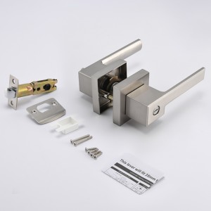 S7809 zeitgenössischer Square Privacy Türhebel für Schlafzimmer oder Badezimmer, schlüssellose Schlossetürknöpfe in Satin Nickel festgelegt