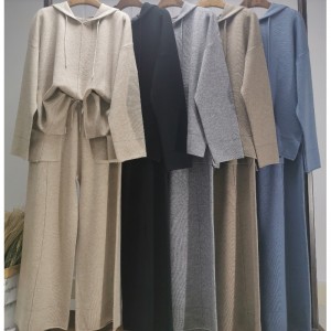 Moderne lässige einfache Wollpullover zwei Stück Hoodie Set 69056#