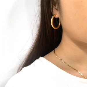 Edelstahl Mode vergoldete feste Ohrringe/hoops