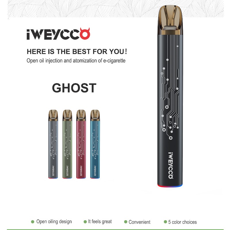 Iweycco Ghost Vape 650mAh 12W Pod Kit Elektronische Zigarette 2ML-Kassetten-Verdampfer für Sie
