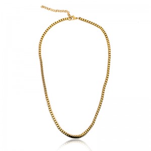 Edelstahl-Vakuumgold-platierter Quadratkasten-Halskette