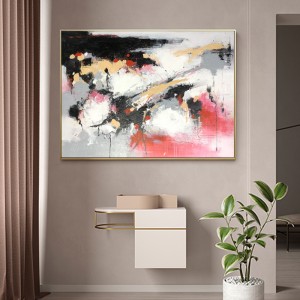 Heißer verkauf große größe rosa und schwarz handgemalt auf leinwand acryl malerei wand dekor abstrakte artwork öl für wohnzimmer