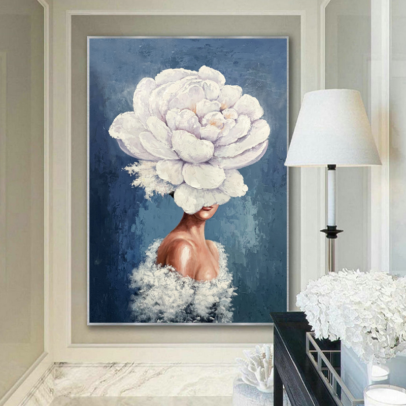 Dekoration Handgemalte moderne abstrakte Wandkunst Blumen Figure Leinwand Ölgemälde für Wohnzimmer