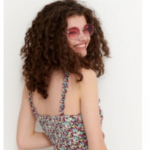 Blumendruck Viskose Kleid Mini Länge