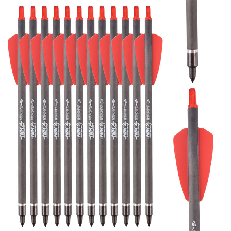 Nika Bogenschießen 113167-02 ID6.2mm 7,5 Zinch Kohlefaser Crossbow Bolts Kunststoff Nock Bogenschießen Schießen COBRA System ADDER/R9/RX