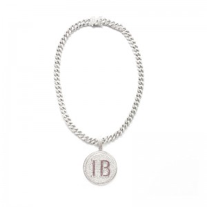 Modischer runder Buchstabe gravierter Diamantanhänger mit Kette