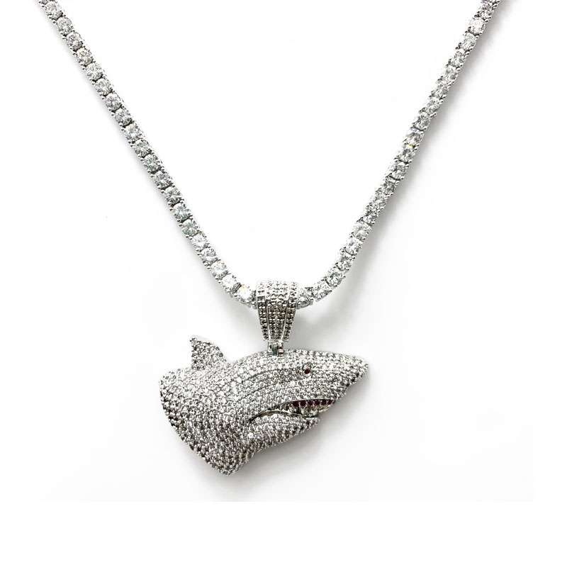Heißer Verkauf Mode Luxus Schmuck Diamant Shark Hip Hop Halskette