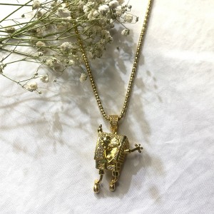 Inlaid Zirkon SpongeBob Hip Hop Halskette