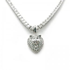 Real vergoldet personalisierter Hip Hop Kupfer Lion Head Anhänger mit kubanischer Kette Halskette (klein)