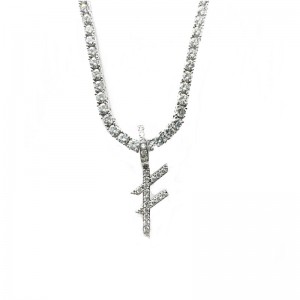 Schmuck Hohe Qualität Kundenspezifischer Name Silber Buchstaben Halsketten Anhänger Charme mit Silber Tenniskette