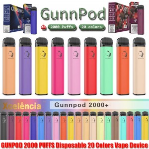 Gunnpod 2000 Puffs Vorgefüllt Einweg-VAPE 1250MAH Batterie E Zigarette Desivce 18350 8ml Vaporizer Starter Kit VS ELF BAR 20 Flavs Pen Pod Puff Gunpod
