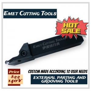 EMET-Schneidwerkzeuge, externe Drehwerkzeuge, externe Trenn- und Nutwerkzeuge, insbesondere für die Radbearbeitung, unter Verwendung von Iscar Gida80-40-Einsatz, GHGR/L2525-8, GHGR/L2525-6