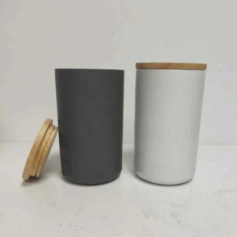 Großhandel große runde mit hölzernem deckel keramik stoneware lager kanister glas
