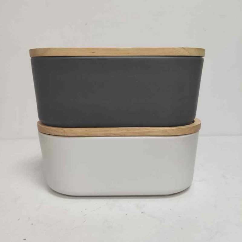 Großhandel lang mit hölzernem Deckel Keramik Steinzeug-Speicher-Kanister-Kanister-Kanister