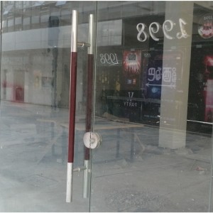 SS-039 zeitgenössischer hölzerner Griff doppelseitiger Leiterstil Pull Griff, Edelstahl-Glas-Türgriff