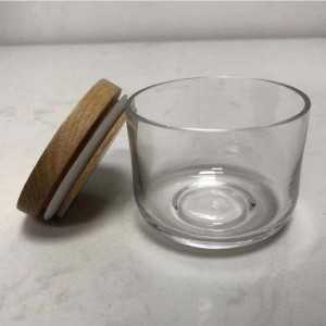 Klarer Glasfutter-Speicher-Kanister-Glaskollektion mit luftdichtem Holzdeckel