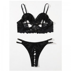 Neue heiße Mode schwarz aushöhlen Spitze Mesh Frauen Minikleid Sexy Lingersi