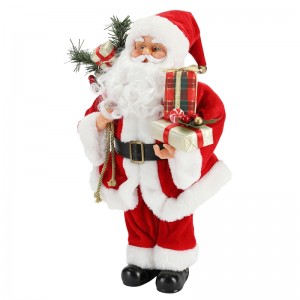 42cm Weihnachten stehend Santa Claus Ornament Dekoration Figur Collection Stoff Holiday Festival Weihnachten Plüsch benutzerdefinierte Artikel
