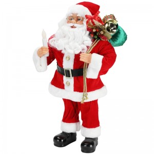 62cm Weihnachten stehend Santa Claus mit Kerze Ornament Dekoration Figur Sammlung Stoff Urlaub Festival Weihnachten Plüsch
