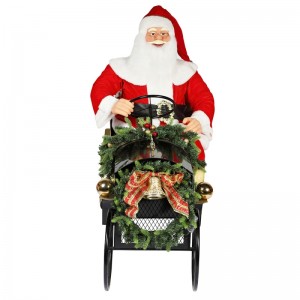 150cm Sitzen Schlitten Weihnachtsmann mit Beleuchtung Ornament Weihnachtsdekoration Traditionelle Holiday Figur Collection