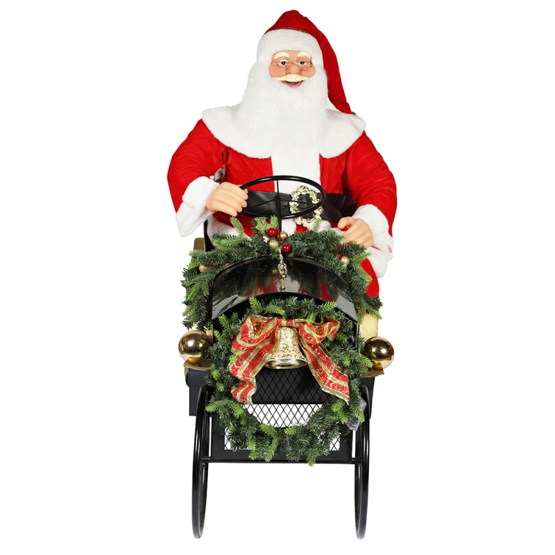 150cm Sitzen Schlitten Weihnachtsmann mit Beleuchtung Ornament Weihnachtsdekoration Traditionelle Holiday Figur Collection