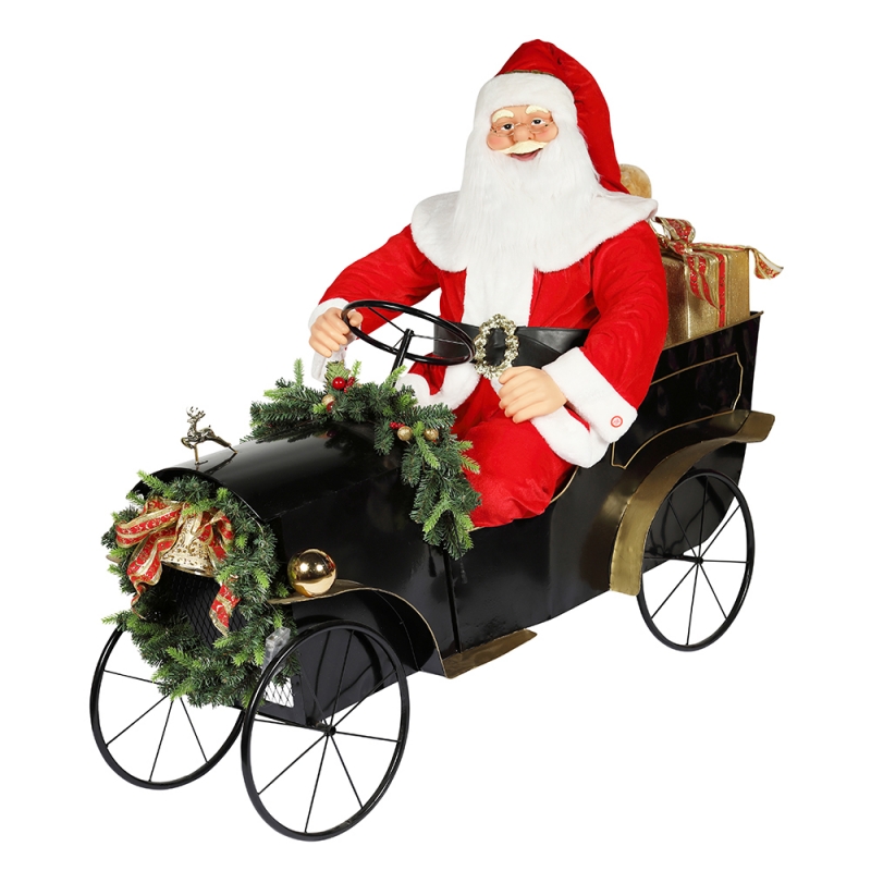 150cm Sitzen Schlitten Weihnachtsmann mit Beleuchtung Ornament Weihnachtsdekoration Traditionelle Holiday Figur Collection