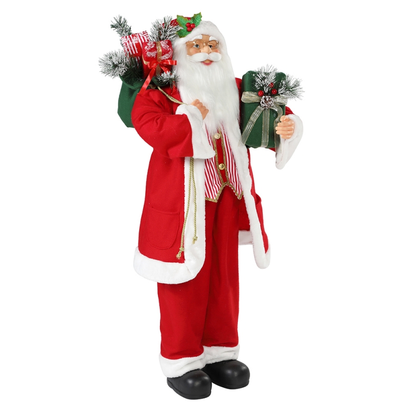30 ~ 110 cm Weihnachten stehend Santa Claus mit Geschenk Tasche Ornament Dekoration Traditionelle Holiday Figur Collection Weihnachtserie
