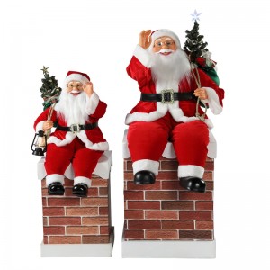 60/100cm Weihnachtsschornstein Animierte Santa Claus mit Beleuchtung Musical Ornament Dekoration Figur Collection Holiday K/d