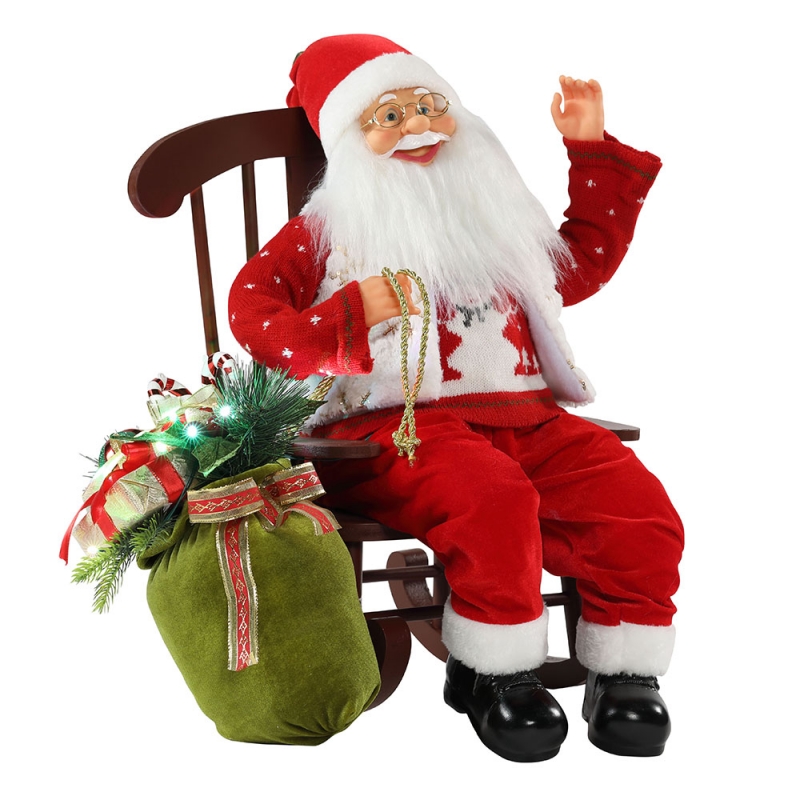 55cm Stuhl Animierte Santa Claus mit leichter Weihnachtsverzierung Figur-Dekoration Weihnachtspuspuspuspeln Urlaubskollektion Home Geschenke