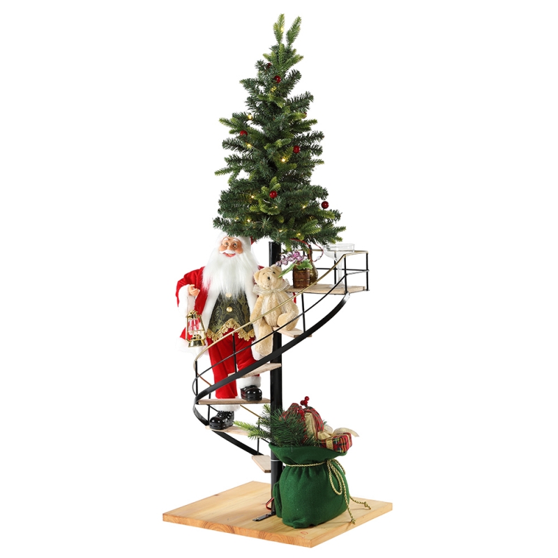60cm Weihnachtstreppe Weihnachtsmann mit Beleuchtung Musical Ornament Dekoration Festival Holiday Figur Collection Traditionell