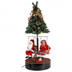 120cm Weihnachten drehen den Baum Weihnachtsmann mit musikalischer Verzierung Dekoration Festival Holiday Figur Collection traditionell