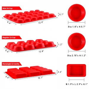 Runde rechteckige Silikon-Muffin-Pan-Formen, Backvorräte