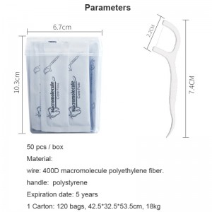 50 Picks Private Label Hohe Qualität Dental Floss Box Oral Hygiene Individuell verpackte Zahnstocher Tragbare Zahnseide