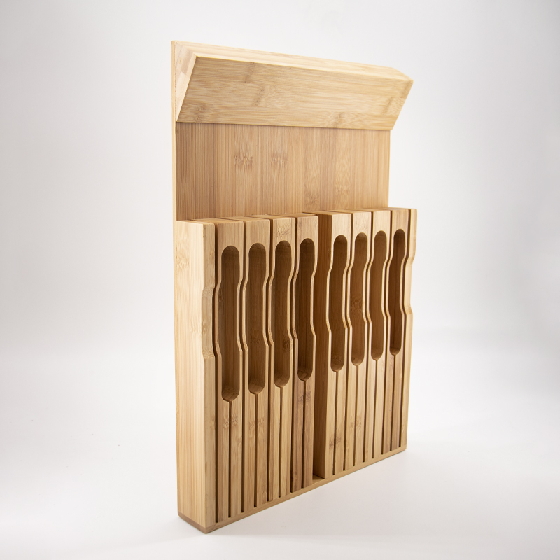 Natürlicher Bambusmesser-Block-Schubladen-Organizer-Set