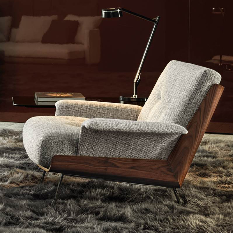 Italienischer Stil Hotel Lobby Holz Modern Luxus Echtes Leder Liegestuhl Für Wohnzimmermöbel