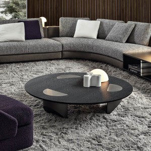 Italienisches Design Edelstahl-Bein Großes Luxus-Schwarzglas-runde Couchtisch modern für Wohnzimmermöbel