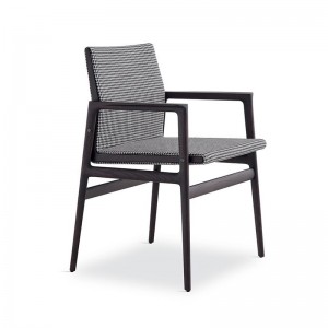Nordisch schwarzes Bein maser Holzstuhl Esszimmer Stoff moderne Esstühle mit Armen