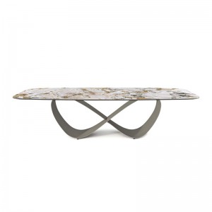 Italienisch High End Customized Edelstahl moderner langer luxuriöser rechteckiger schwarzer Sinterstein Esstisch 12 Sitzung