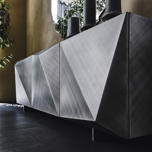 Italienisch modernes Gold Metall -Hochglanz -Sideboard Luxusbuffet für Esszimmer