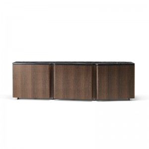 Italienische Luxusbar Buffet Holzfernsehschrank Design Schwarz Marmor Top Sideboard