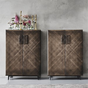 Italienisch moderner Luxus Retro Gold Metall Aufbewahrung Edelstahlschrank Sideboard -Buffet Buffet