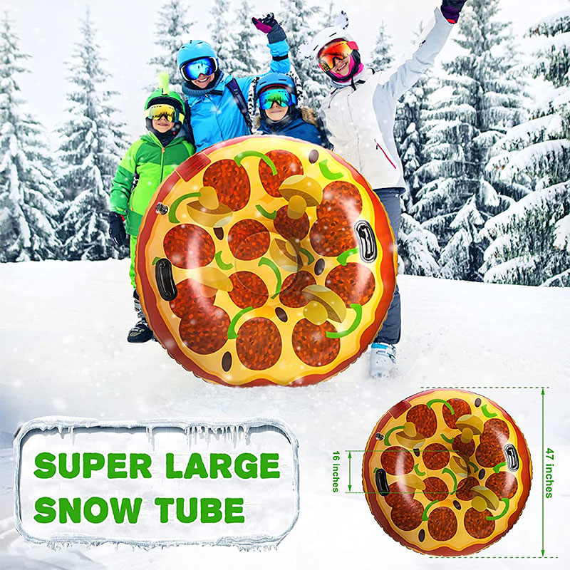 Aufblasbare Pizza -Schneerohrschlittenausrüstung von Winterspielzeug, Schneespielzeug für Kinder im Freien