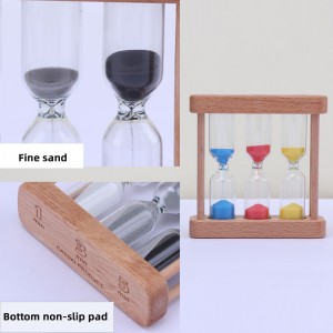 Fabrik kann 3 in 1 Sanduhr -Holzglas -Sand -Timer für Küchenkochen Europäische kreative Holzmetall -Währungs -Sandglas -Timer angepasst werden