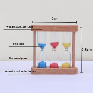 Fabrik kann 3 in 1 Sanduhr -Holzglas -Sand -Timer für Küchenkochen Europäische kreative Holzmetall -Währungs -Sandglas -Timer angepasst werden