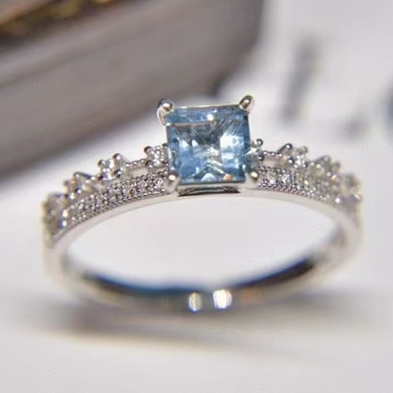 Aquamarine Double Design Edelsteinring für Mädchen