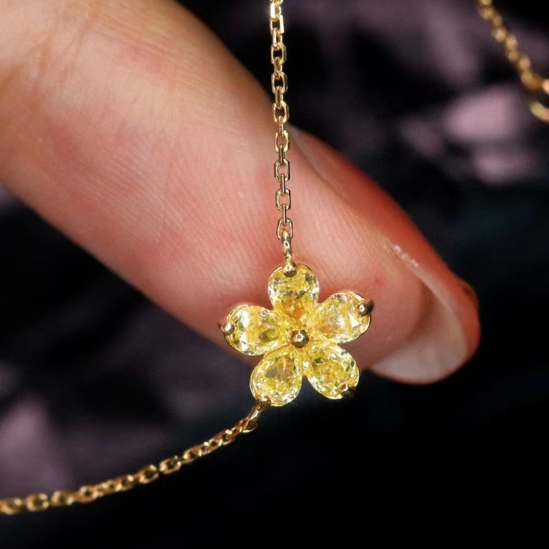 18K/14K/10K Gold gelb Diamant Blütenblattkette für Mädchen