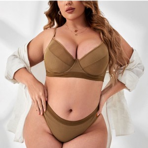 Einfache Push -up -Dessous -Set bequeme Frauen unterwire BH Set sexy Unterwäsche