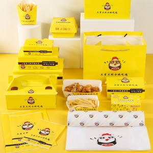 Custom Food Kraft Paper Lunchbox gebratenes Hühnchen Burger Verpackung Box French Pommes Box Pizza Tintenfisch Kugeln Verpackungsschachtel