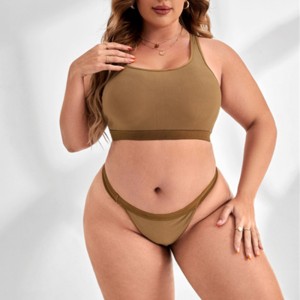 Seamless komfortable Frauen Dessous Set Panel BHs sexy Tanga Unterwäsche Set